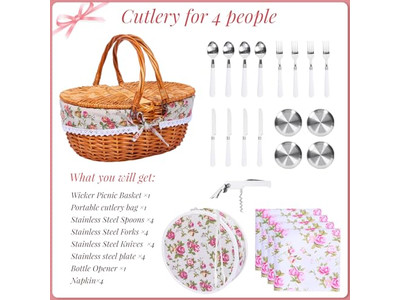 Cesta de Piquenique de Bambu com Mesa Mini Rede Cestas para Artesanato Adoráveis