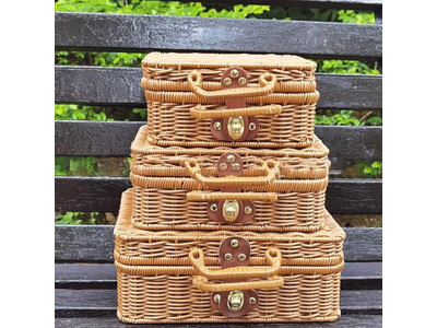 Cestas de Piquenique Baratas à Venda Conjunto de Cestas Azuis Apenas com Tampa Removível para 8 Pessoas