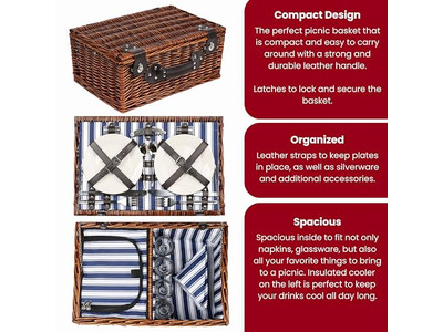 Cesta de Piquenique de Algodão para Crianças Plástico Portátil Isolada com Tampa de Madeira Cogumelo