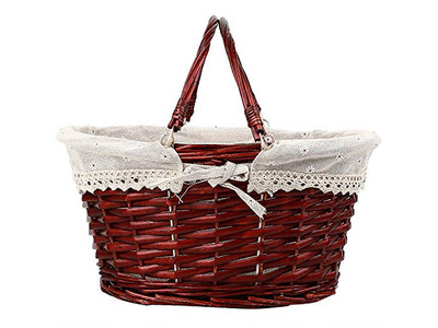 Cesta de Piquenique Isolada Redonda de Vime Vintage Preços Gravados Melhor Forro