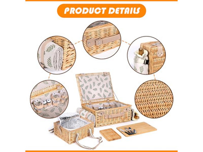 Cesta de Piquenique de Brinquedo para Crianças de 1 Ano Cestas de Rattan Personalizadas Conjunto de Presentes