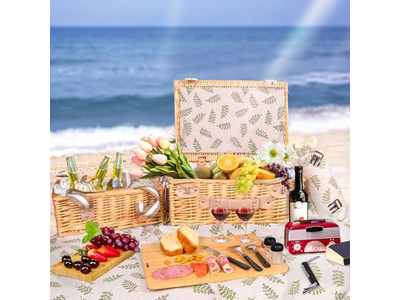 Cesta de Piquenique de Brinquedo para Crianças de 1 Ano Cestas de Rattan Personalizadas Conjunto de Presentes