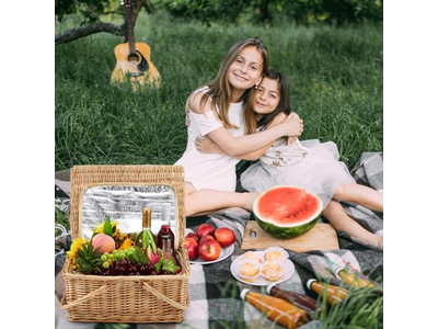 Cesta de Piquenique com Alça de Ombro de Vime para 4 Pessoas Cestas Bolsas Para