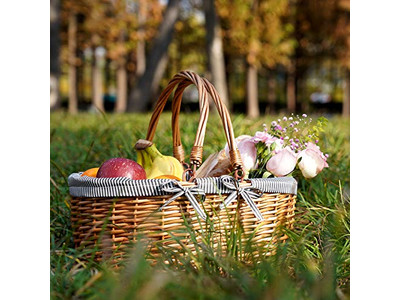 Cestas de Piquenique Isoladas de Vime Azul e Branco Cesta Rosa Perfeita para Crianças