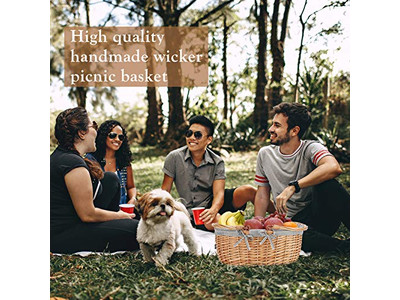 Cestas de Piquenique Isoladas de Vime Azul e Branco Cesta Rosa Perfeita para Crianças