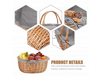 Cestas de Piquenique Isoladas de Vime Azul e Branco Cesta Rosa Perfeita para Crianças