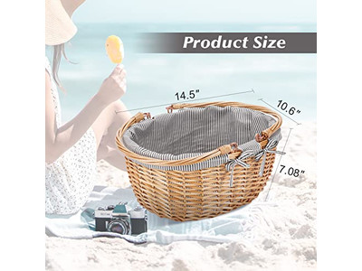 Cestas de Piquenique Isoladas de Vime Azul e Branco Cesta Rosa Perfeita para Crianças