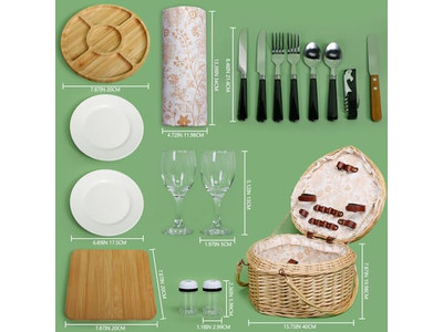 Cesta de Piquenique Pequena Armazenamento Rts com Alça Serviço para 4 Formas Casa