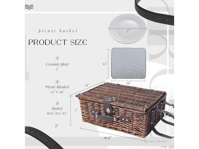 Cesta de Piquenique de Mala Vintage com Sapatos Vermelhos de Envio Destacáveis de Rattan