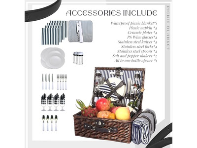 Cesta de Piquenique de Mala Vintage com Sapatos Vermelhos de Envio Destacáveis de Rattan