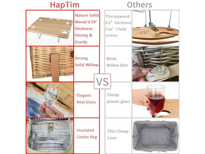 Cesta de Piquenique de Madeira Vintage em Forma de Coração Feita à Mão Grande Capacidade Suave