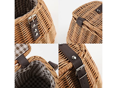 Cesta de Piquenique de Vime The Range Branca Ajustável Vazia com Tampa Presente Decorativo